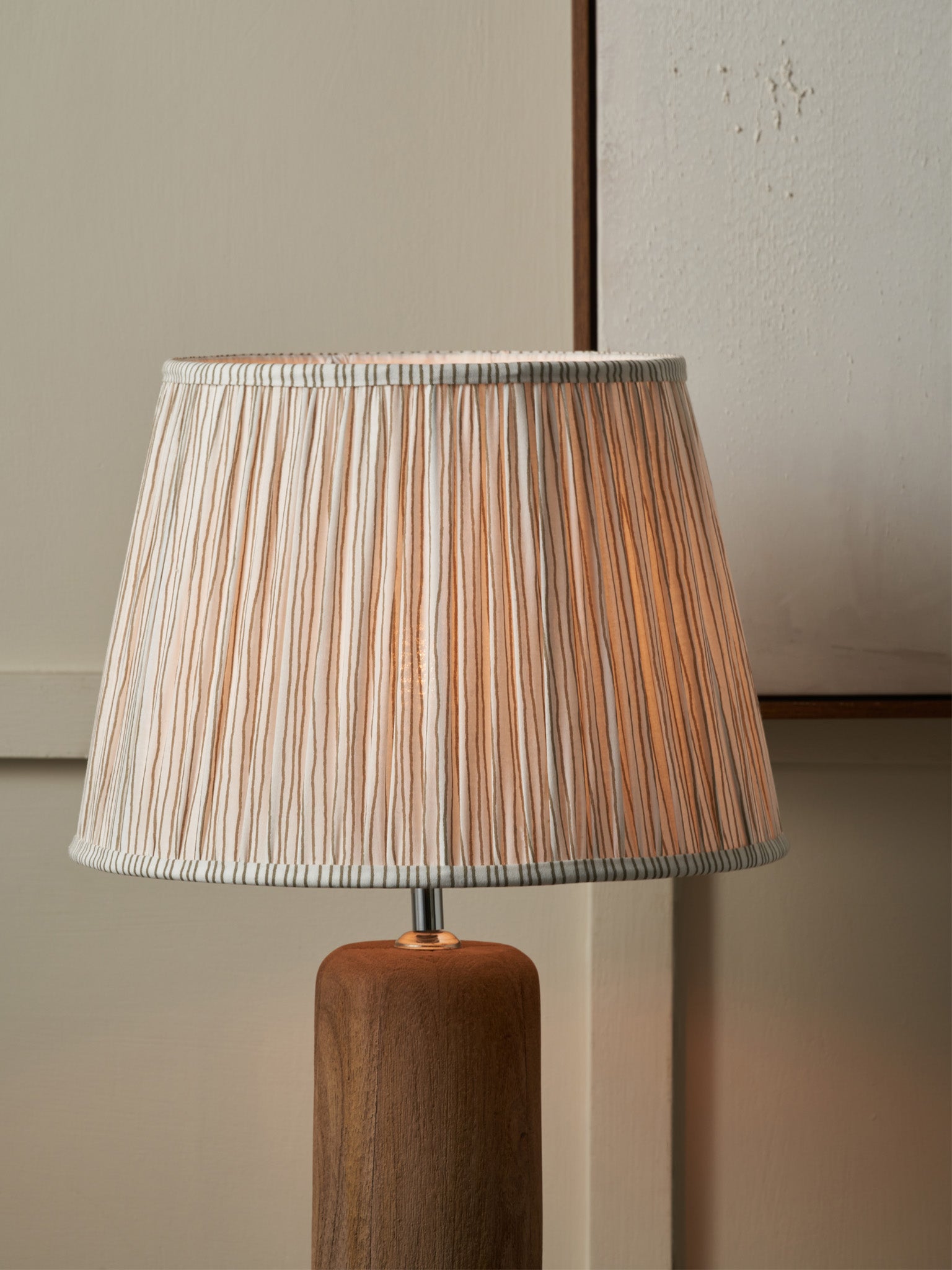 white with black stripes Thelma Natural Stripe Pleated Shade