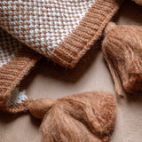 Rust Knitted Border Tassel Throw