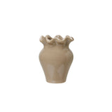 Soft Grey Scalloped Small Vase