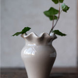 Soft Grey Scalloped Small Vase