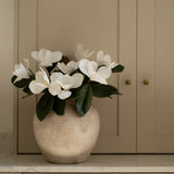 Faux Magnolia and Kelby Limestone Vase