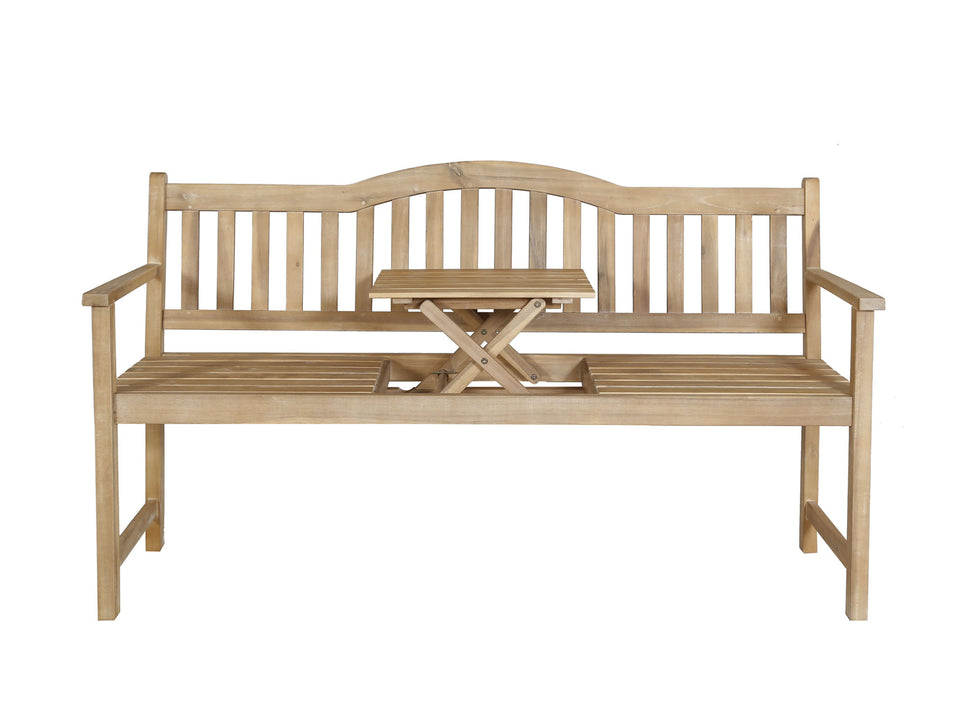 Acacia Teak Wooden Bench with Popup Table