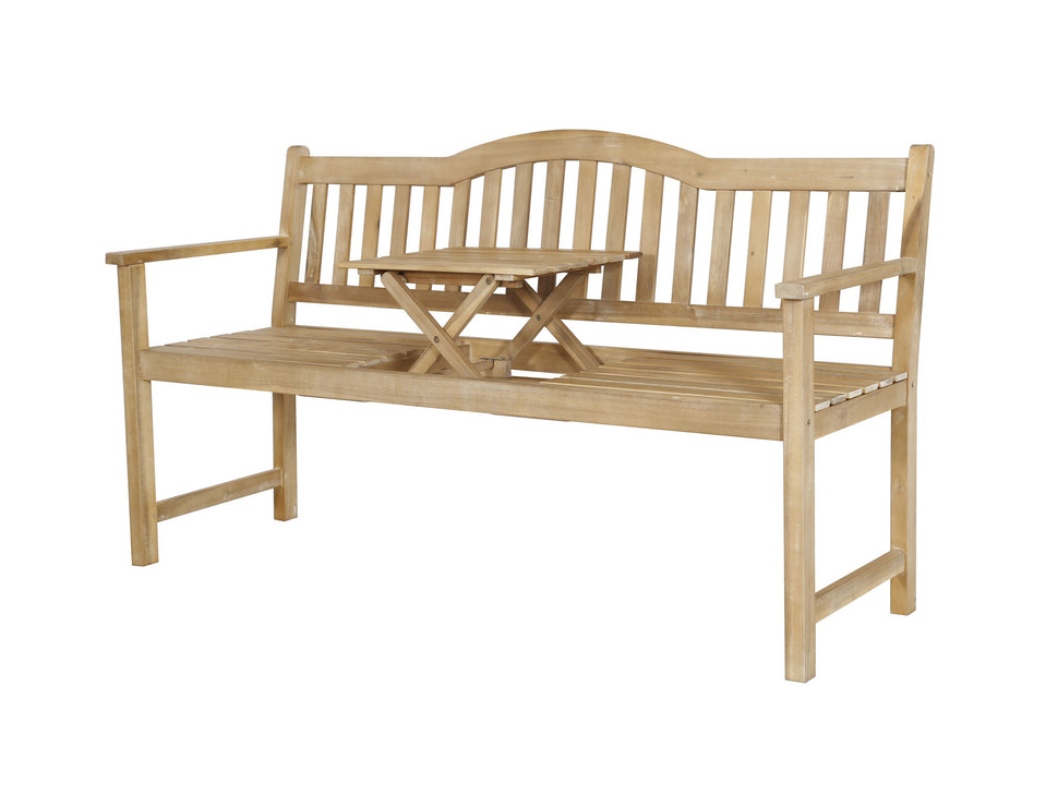 Acacia Teak Wooden Bench with Popup Table