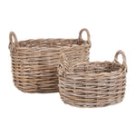 Natural Rattan Oval Baskets with Handles