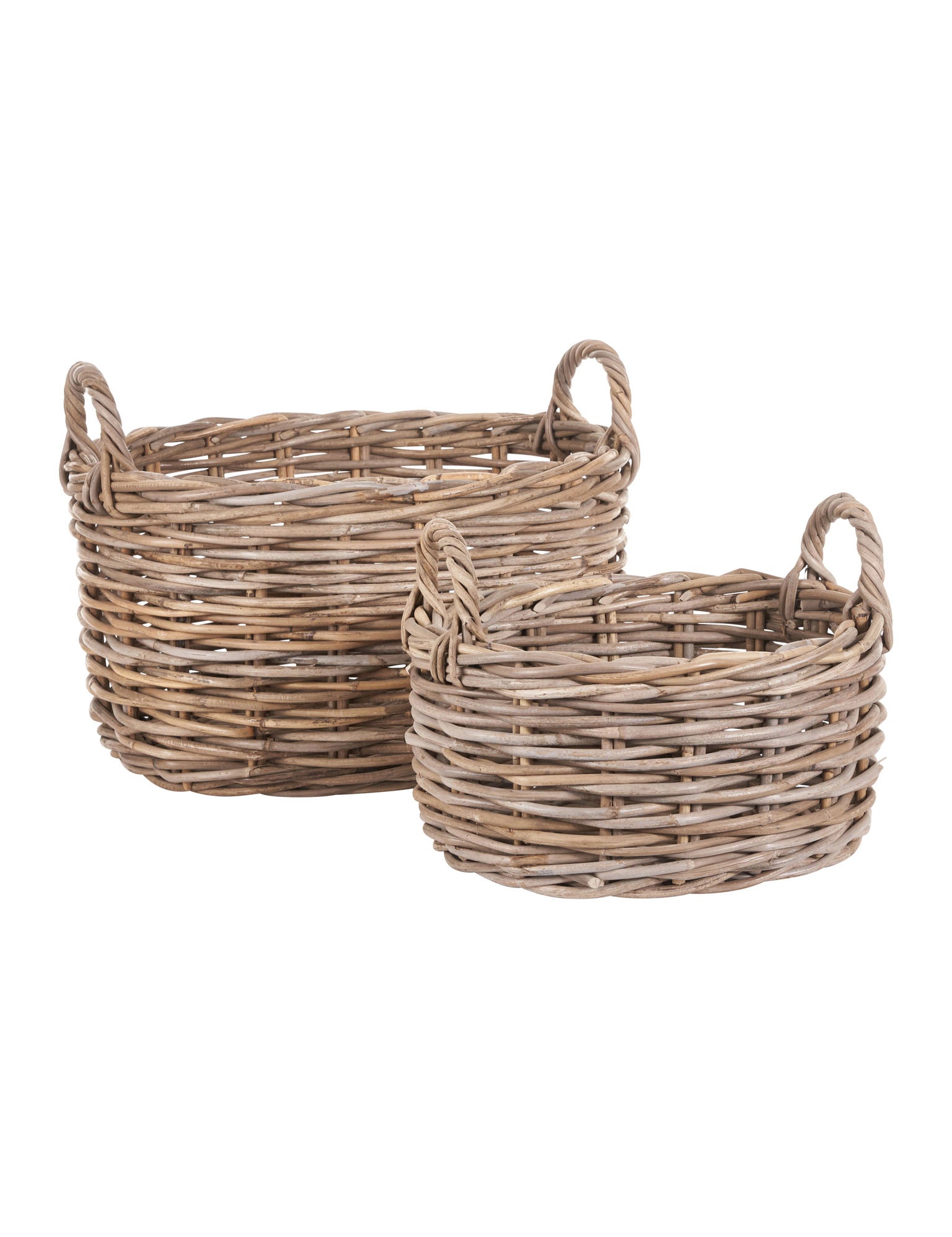 Natural Rattan Oval Baskets with Handles