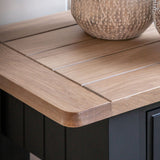 Farmhouse oak top console table painted in meteor
