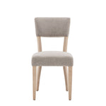 Grey linen dining chairs with oak legs
