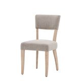 Grey linen dining chairs with oak legs