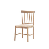 Natural wood and rope dining chairs
