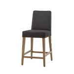 Oak leg, Brown velvet, metal stud bar stool, pack of 2