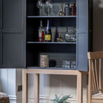 Farmhouse style oak cupboard painted in meteor