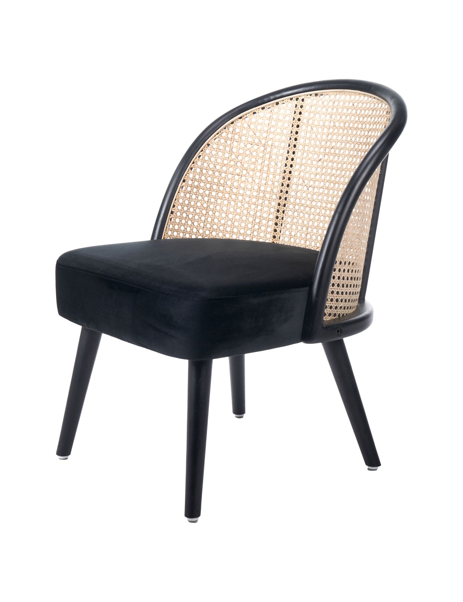Black velvet cane chair