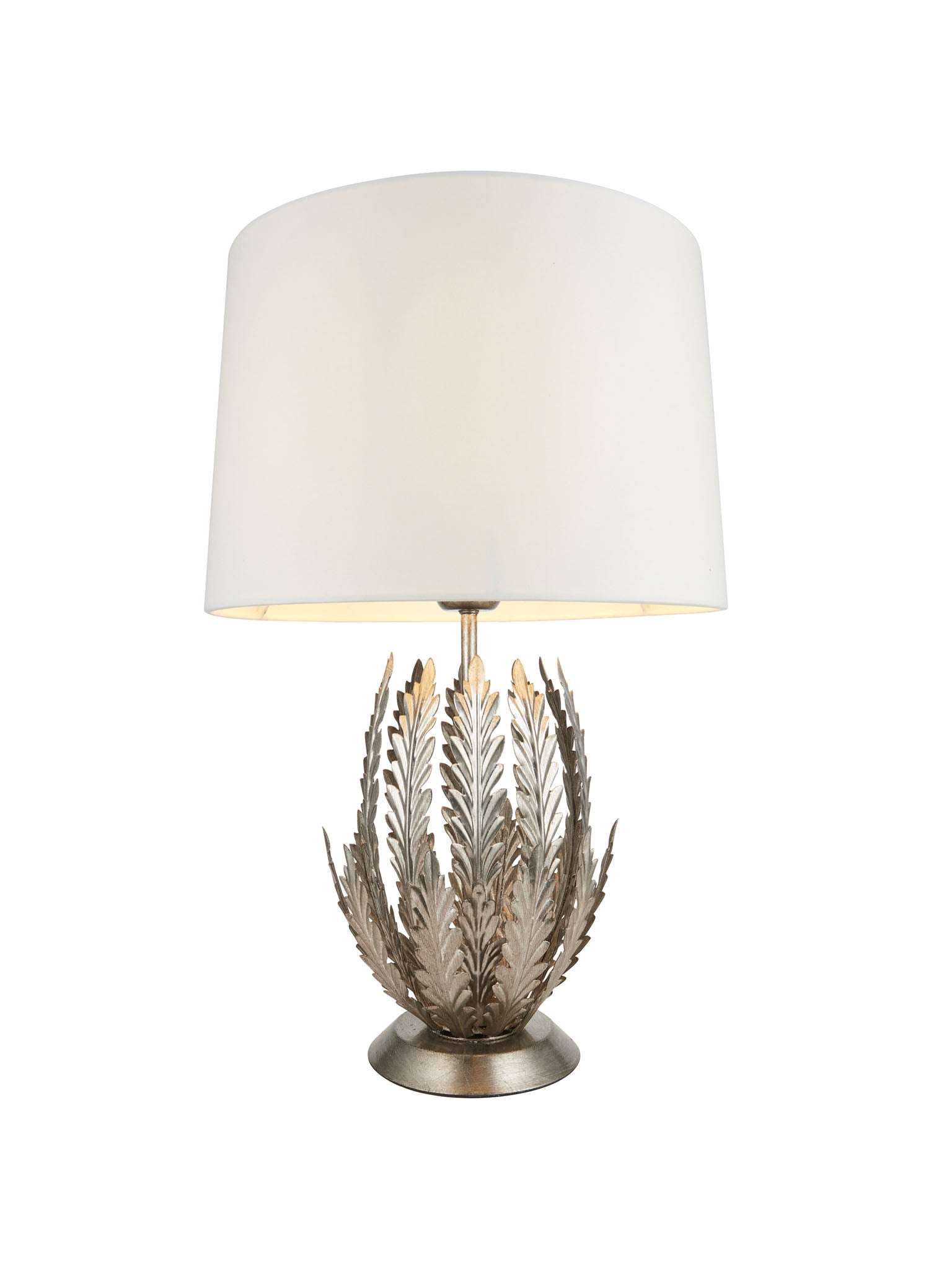 Silver leaf lamp with white shade