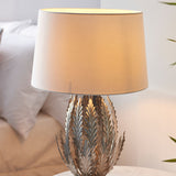 Silver leaf lamp with white shade