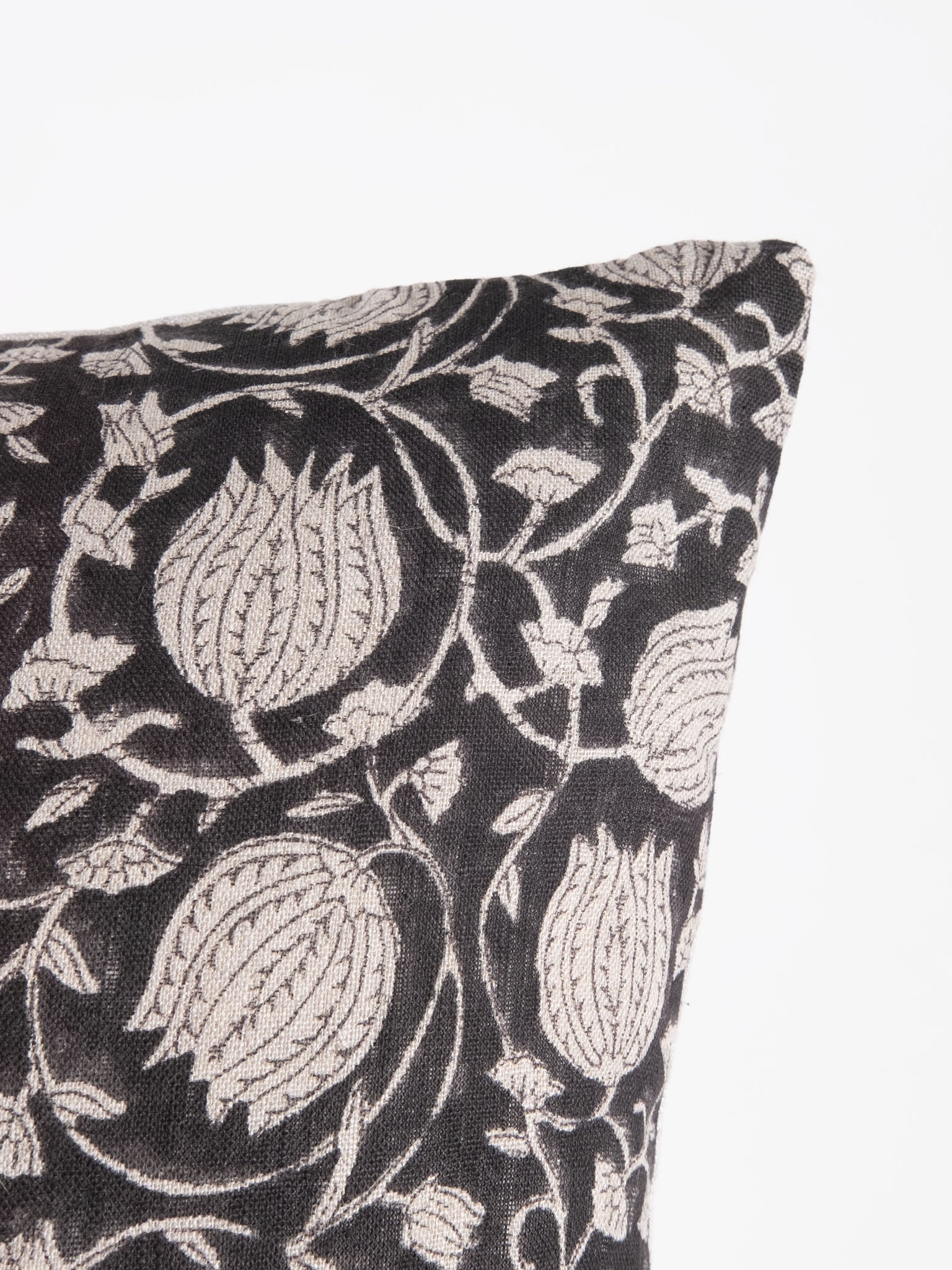 Floral lumbar cushion charcoal