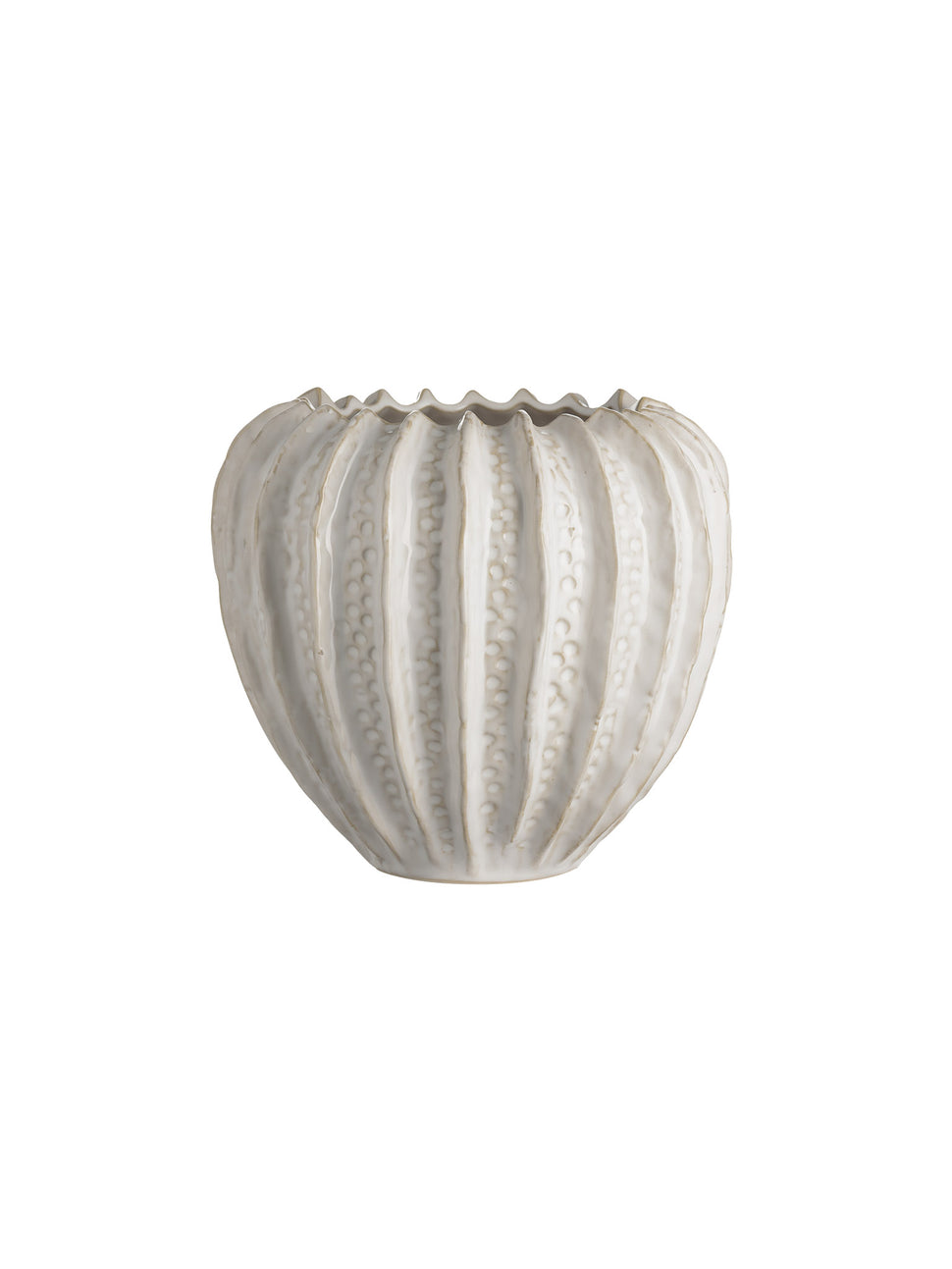 white ridged vase