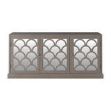 Wooden oak 3 door sideboard with mirrored glass 