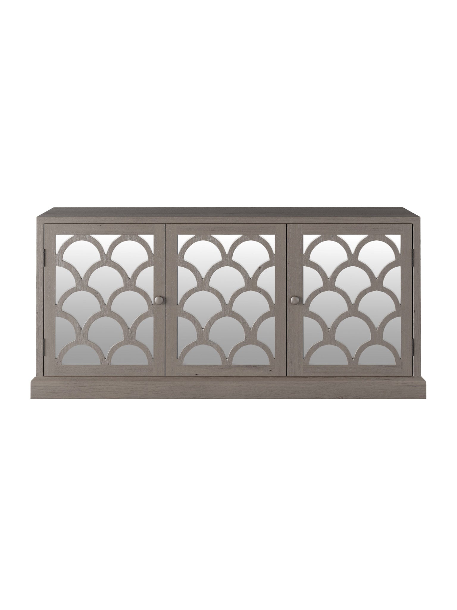 Wooden oak 3 door sideboard with mirrored glass 