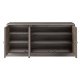 Wooden oak 3 door sideboard with mirrored glass 