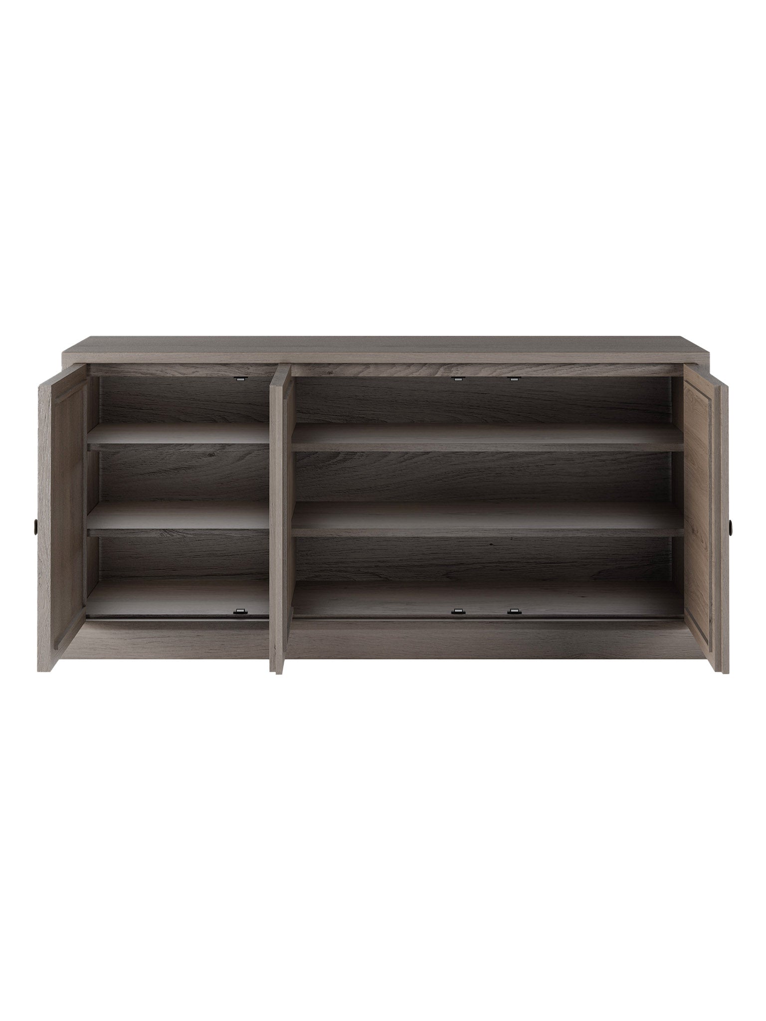 Wooden oak 3 door sideboard with mirrored glass 