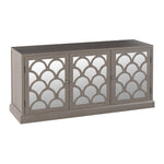 Wooden oak 3 door sideboard with mirrored glass 