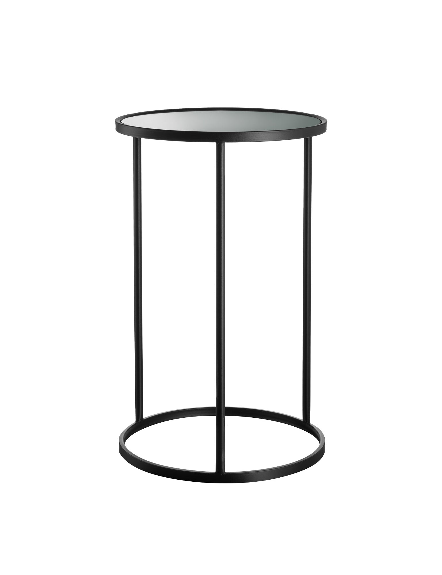 black round metal side table