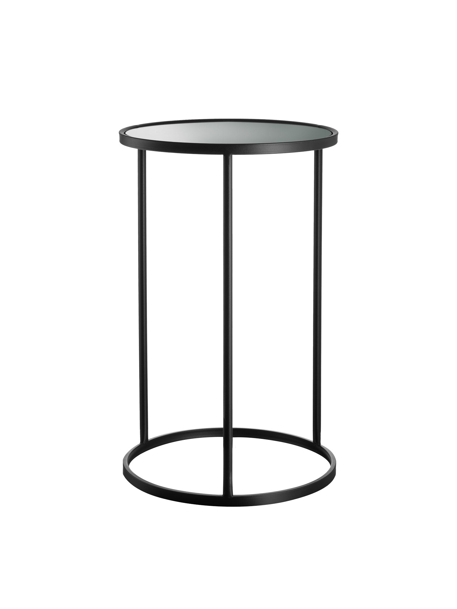 black round metal side table