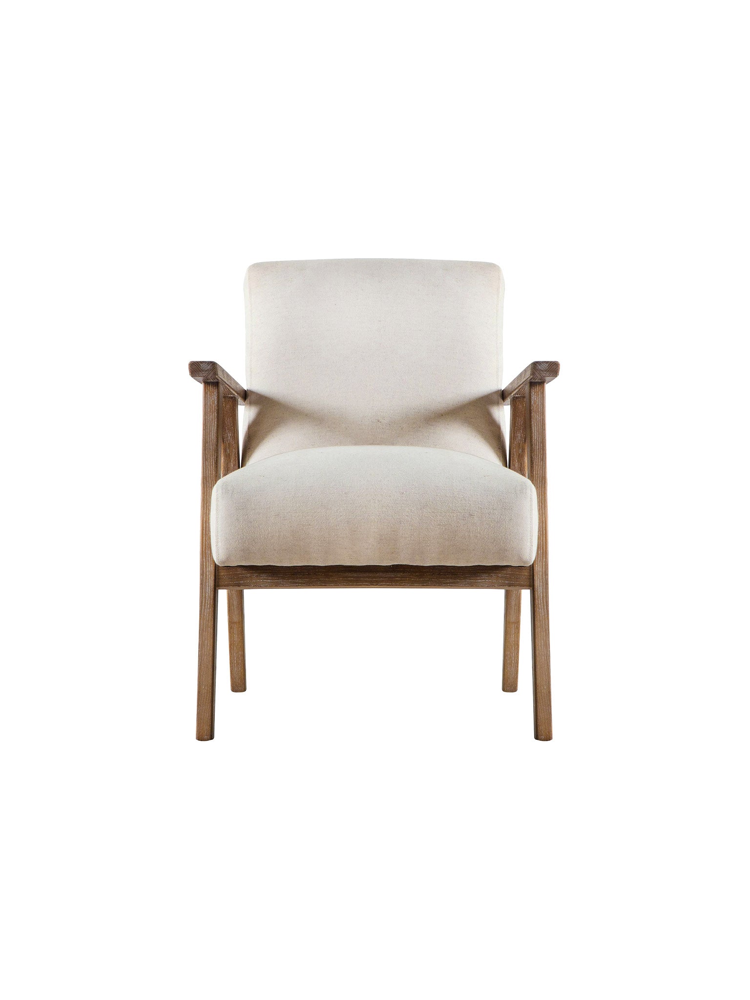 wood and white linen chair