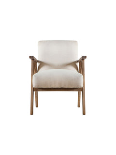 wood and white linen chair