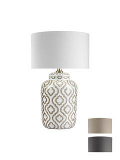 morrocan inspired white and taupe table lights