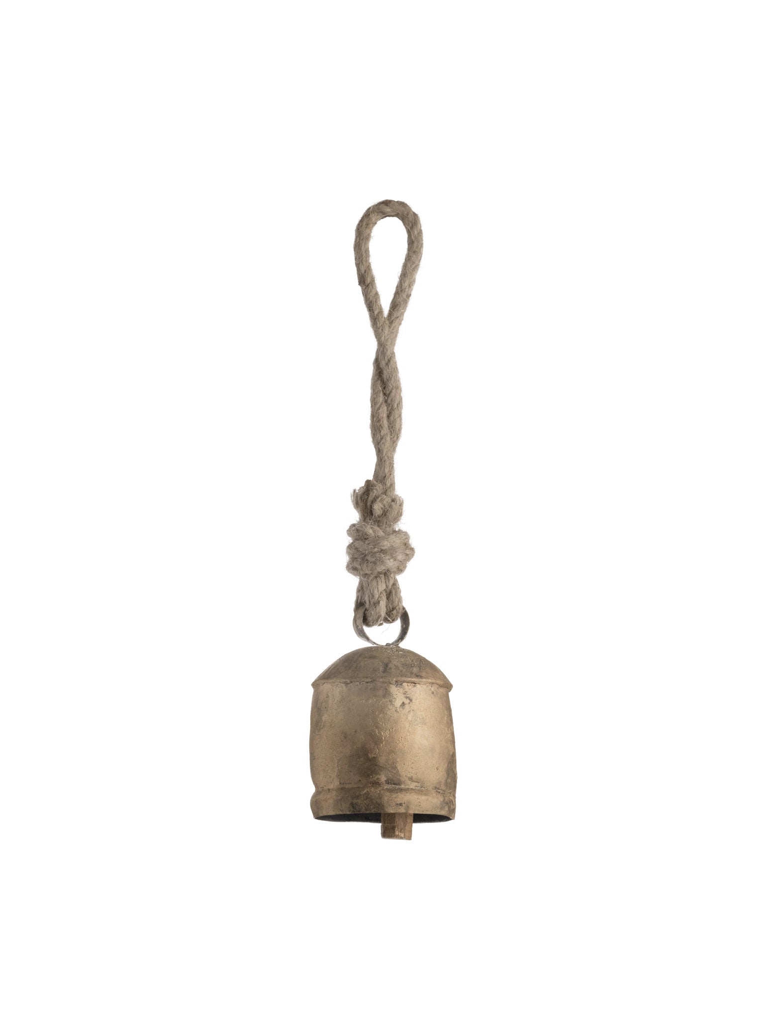 gold cow bell with rope