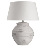 rustic white lamp with white taper shade