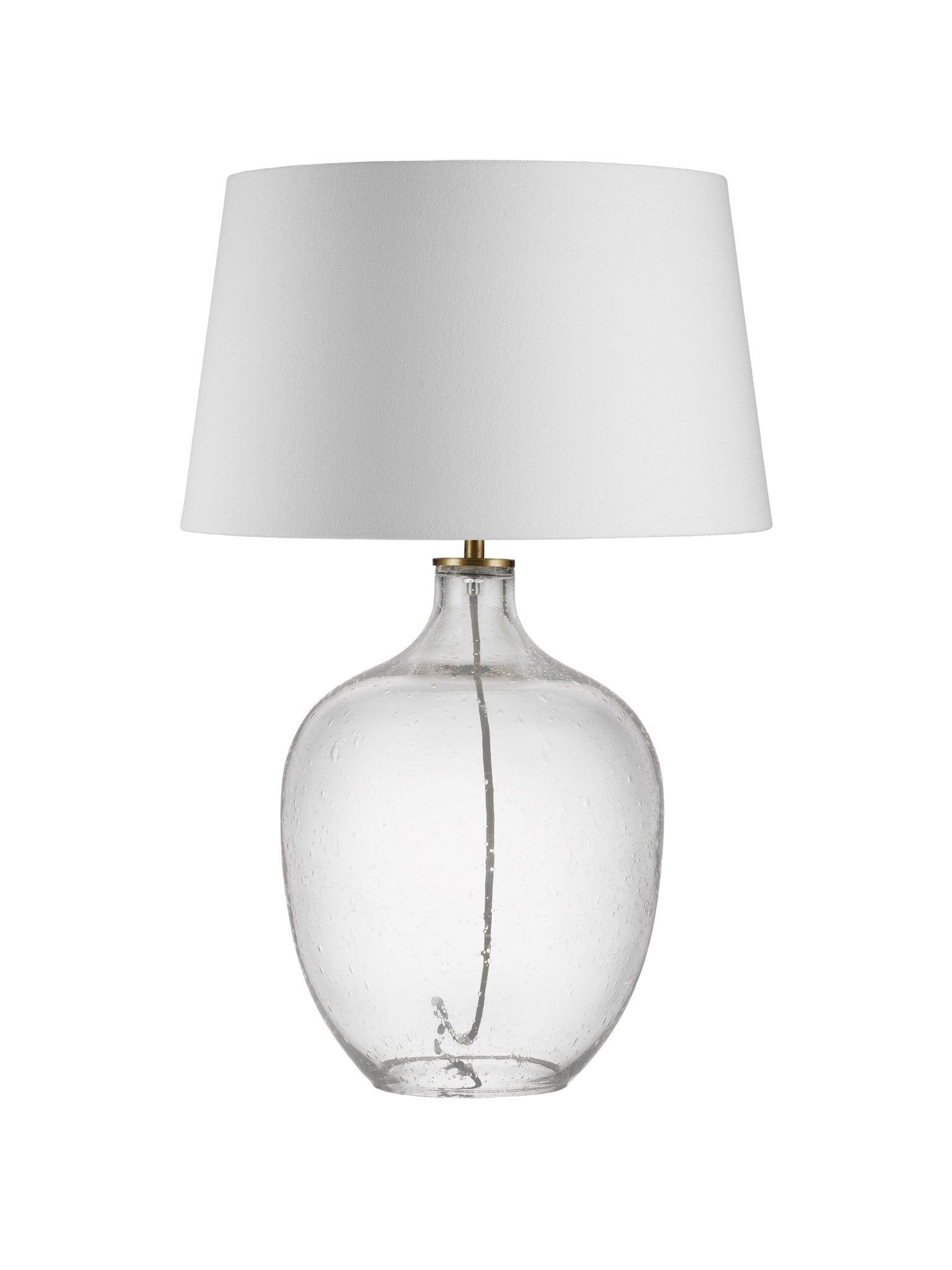 glass bubble table lamp with white taper shade