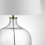 glass bubble lamp with white taper shade