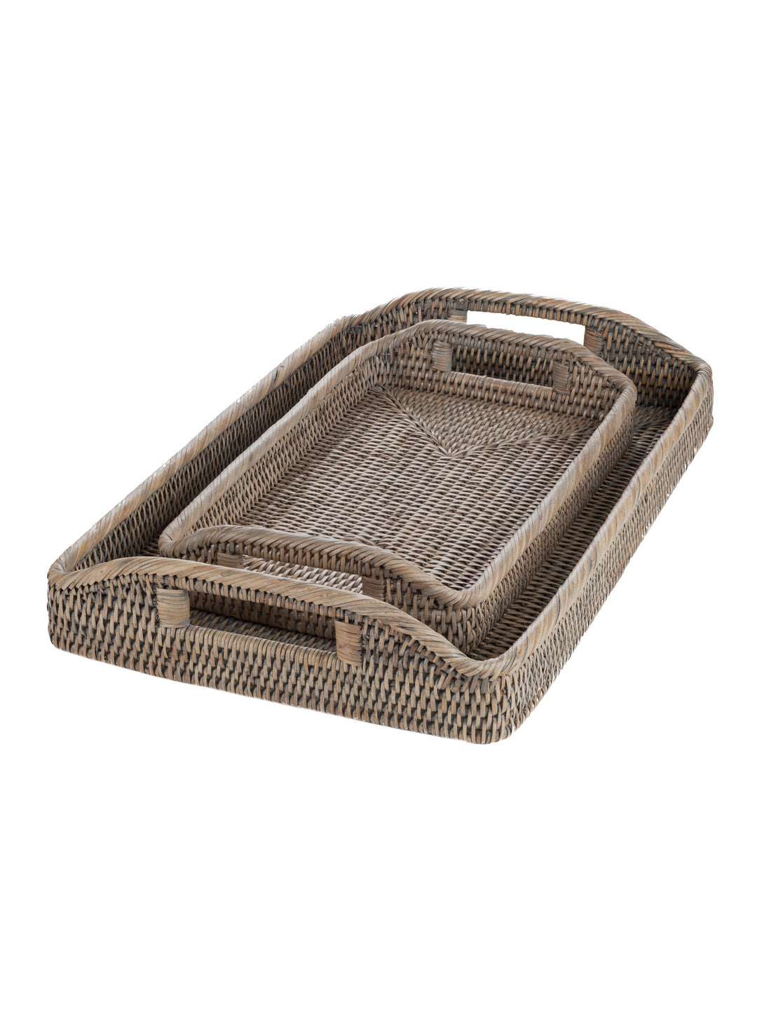 Grey Rattan Tray with Handles | Hudson Home