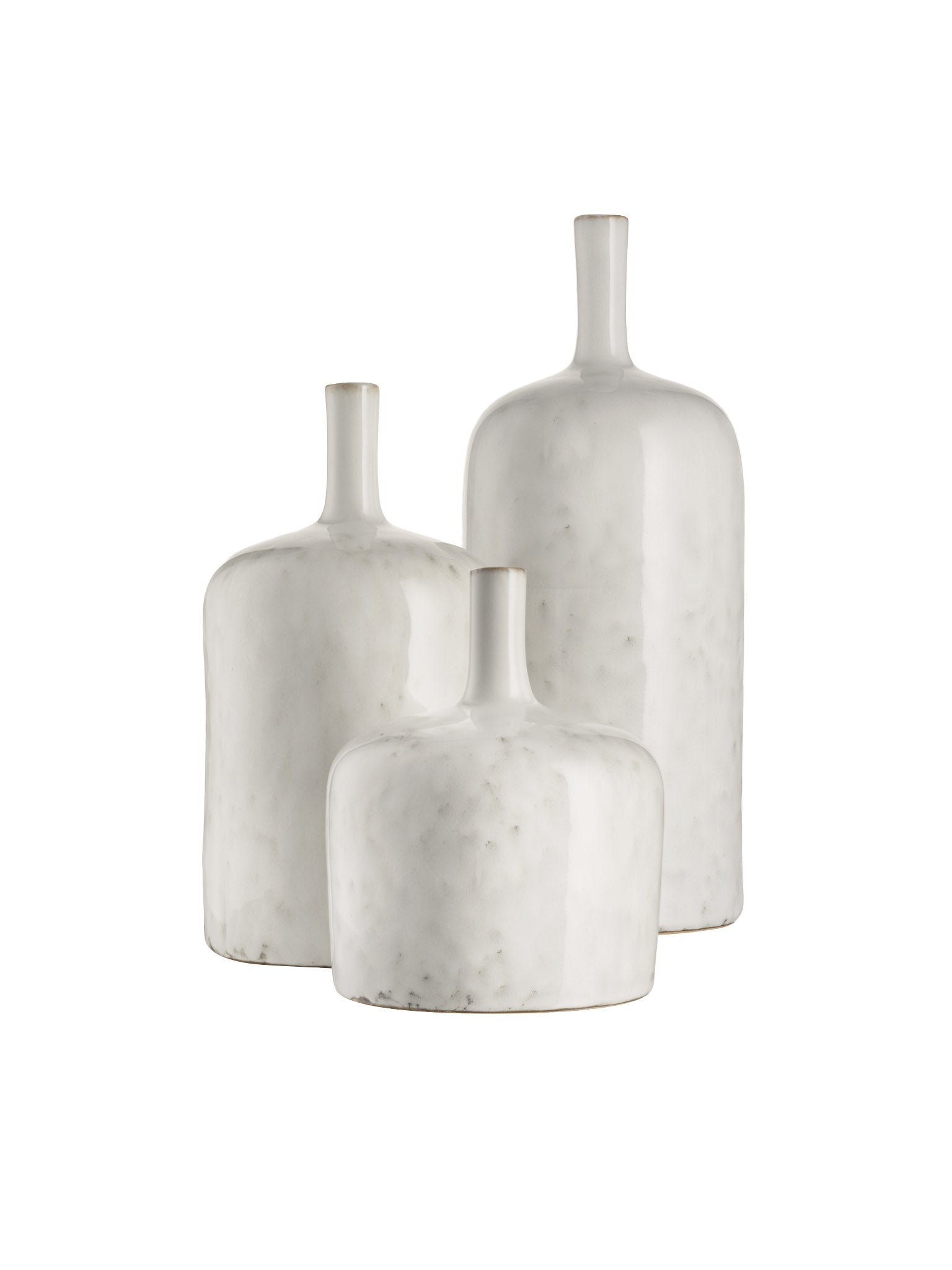 set of three dappled vases