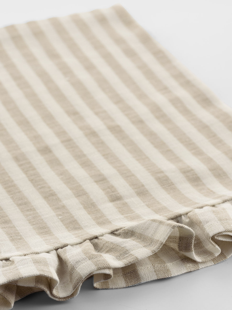 Ruffle Linen Tea Towel Natural Stripe