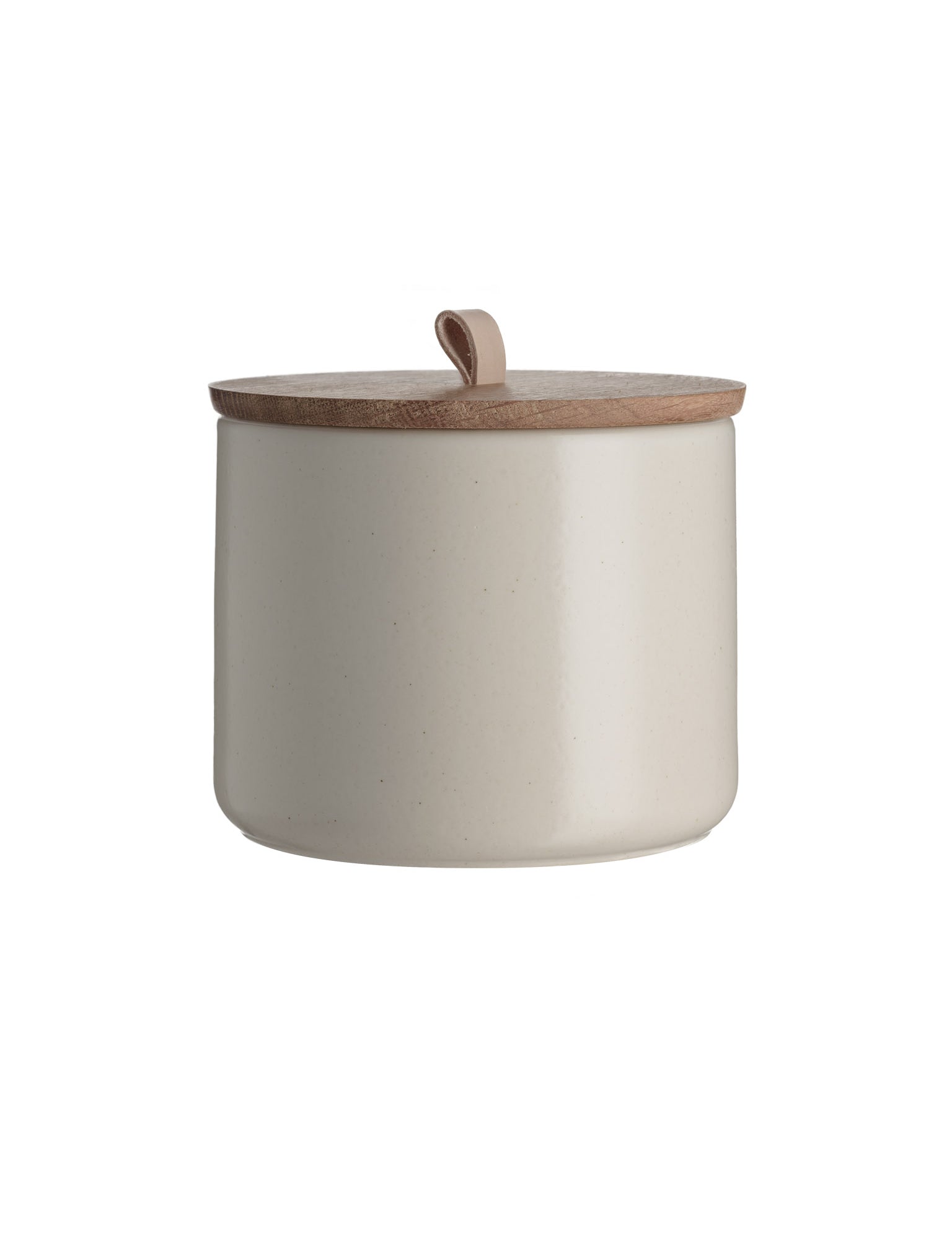 Natural round container with wood lid
