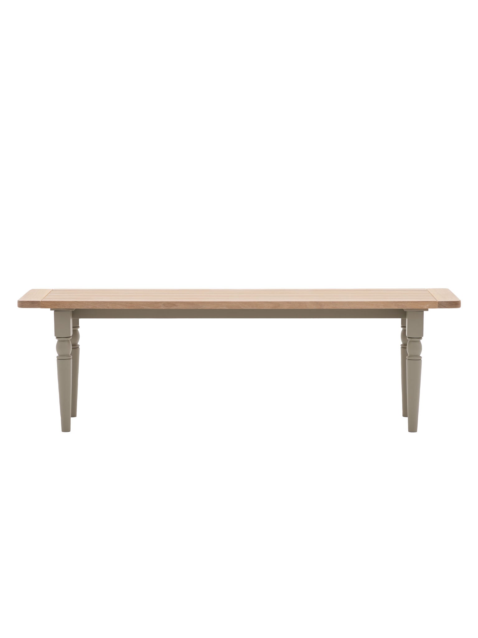 Farmhouse Style Oak top Dining Bench painted in prairie