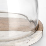 White Marble & Wood Glass Cloche
