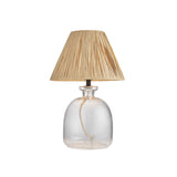 glass lamp with raffia shade